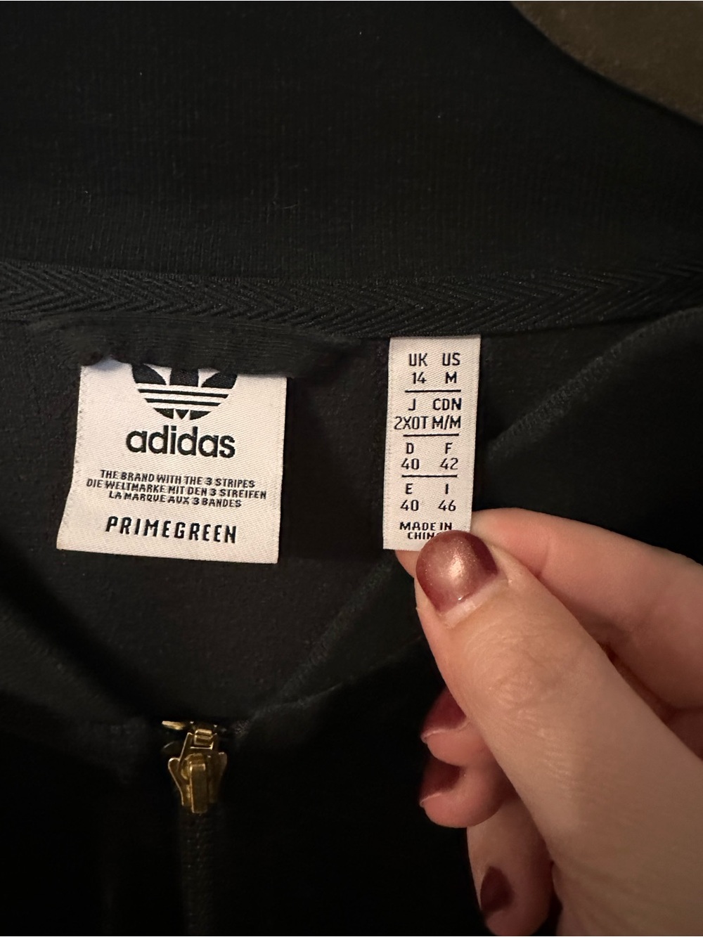 adidas Black Velvet Track Jacket with Gold Stripes - Picture 3 of 3
